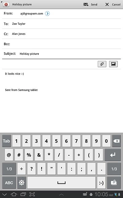 Press the attachment icon.