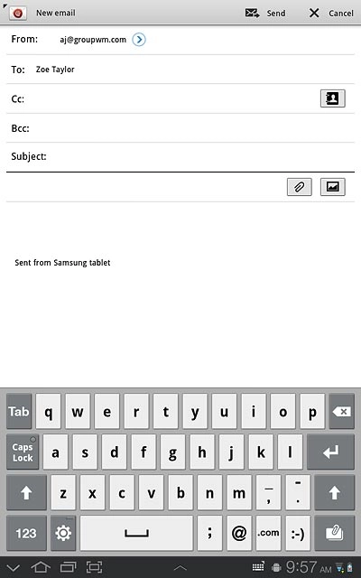 Press Cc or Bcc.Key in the first letters of the required contact.Matching contacts are displayed.