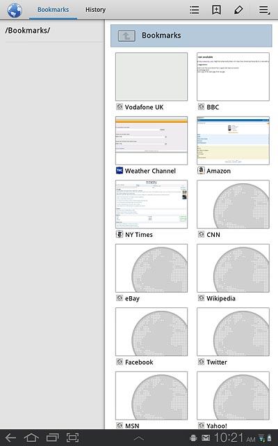 Press the required bookmark.