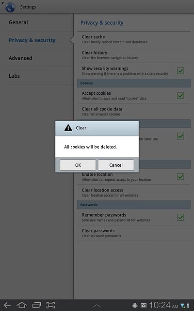Press OK to confirm.