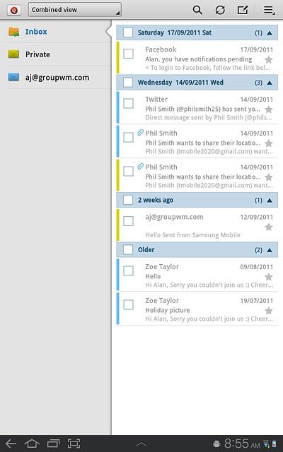 If email accounts have been created already:Press the menu icon.