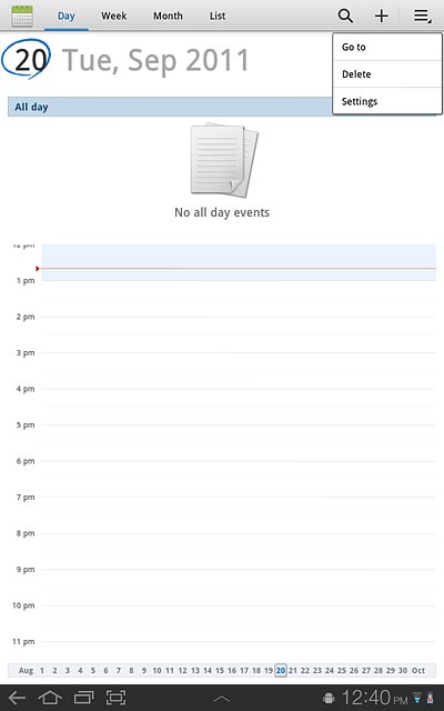 Press Settings.Follow the instructions on the display to select the required settings for the calendar.