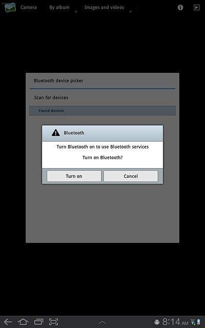 If required, press Turn on to turn on Bluetooth.Your device now searches for devices and a list of Bluetooth devices within range is displayed.