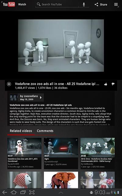 Start playing the required video clip, see above.Press the menu icon.