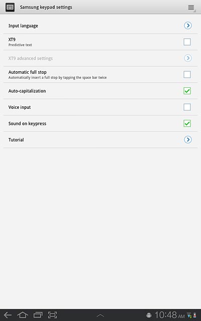 Press XT9 to turn the function on or off.