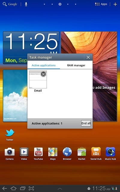 To end all applications:Press End all.