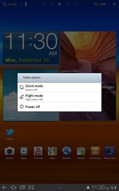 Press Flight mode.Depending on the current setting, flight mode is now turned on or off.