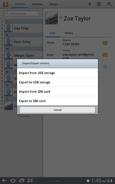 Press Export to SIM card.