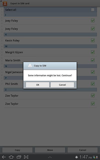 Press OK to confirm.