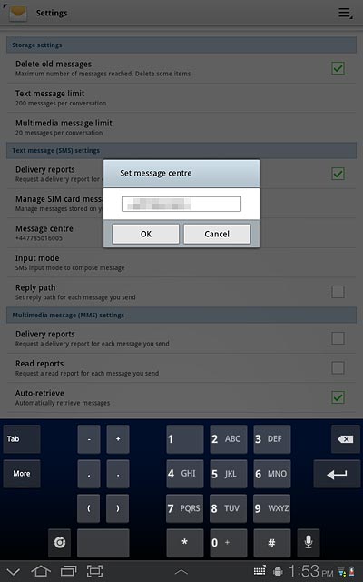 Key in +35387699989 and press OK.
