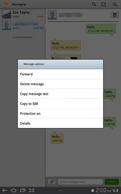Press Delete message.