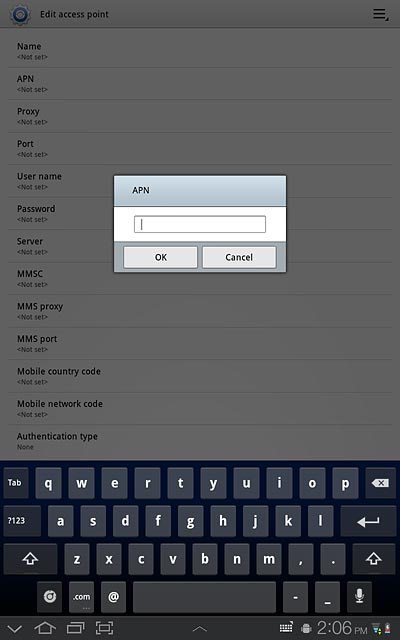 Key in mms.vodafone.net and press OK.