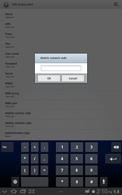 Key in 01 and press OK.