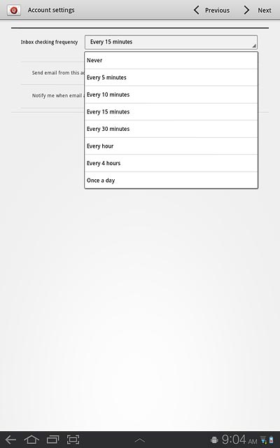 Press Never or the required period.