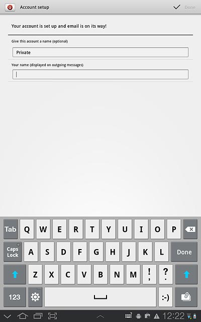 Press the field below Your name (displayed on outgoing messages) and key in the required sender name.