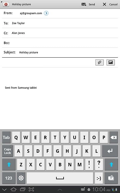 Press the message field and write the required text.