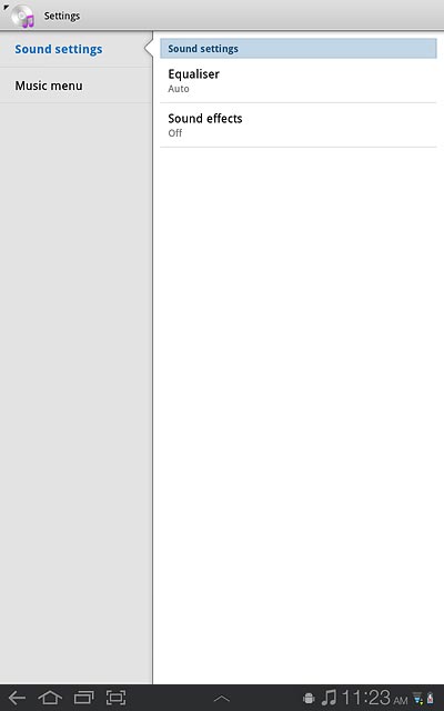 Press the return icon to return to the music player.
