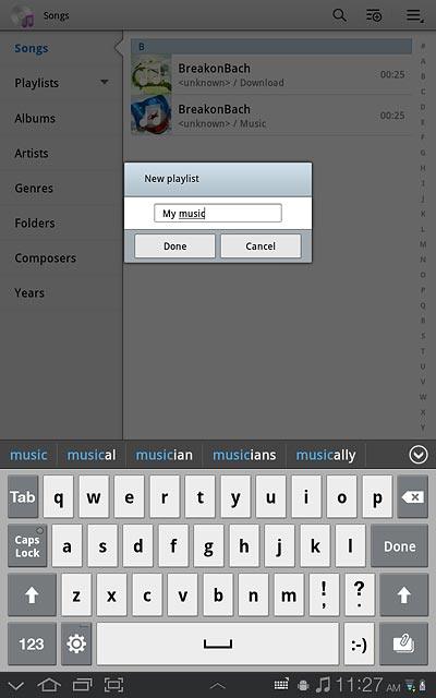 Key in a name for the playlist and press Done.