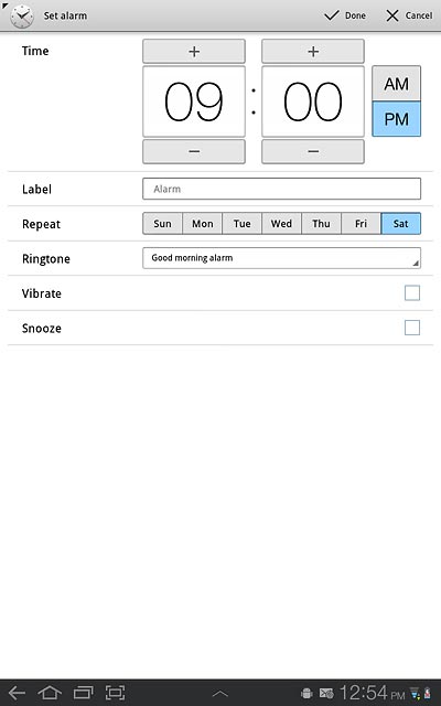Press the box next to Snooze to turn snooze on or off.