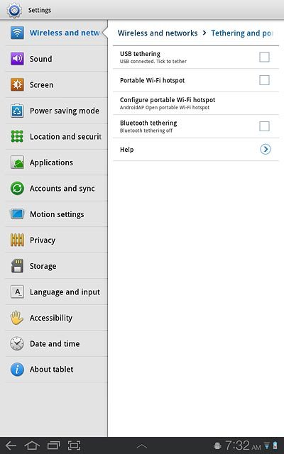 Press Configure portable Wi-Fi hotspot.