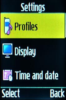 Scroll to Profiles and press the Navigation key.