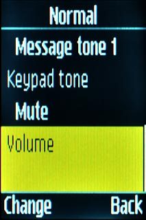 Scroll to Volume and press the Navigation key.