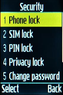 Scroll to Phone lock and press the Navigation key.