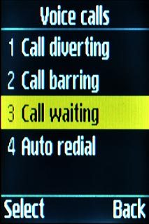 Scroll to Call waiting and press the Navigation key.