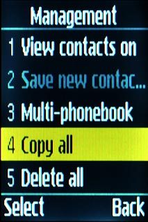 Scroll to Copy all and press the Navigation key.