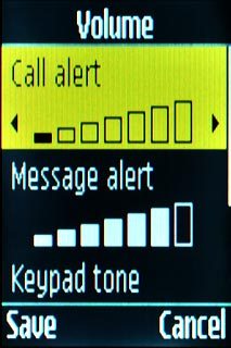 Scroll to Call alert and press the Navigation key.