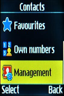 Scroll to Management and press the Navigation key.