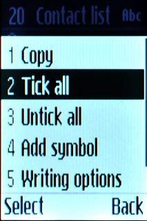 Scroll to Tick all and press the Navigation key.