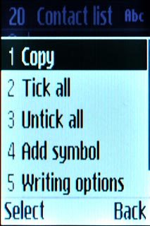 Scroll to Copy and press the Navigation key.