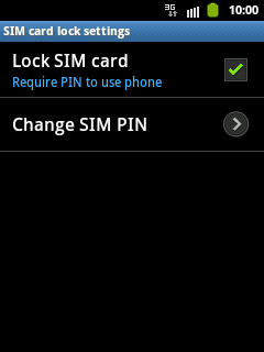 When the box next to the menu item is ticked (V), use of PIN is turned on.