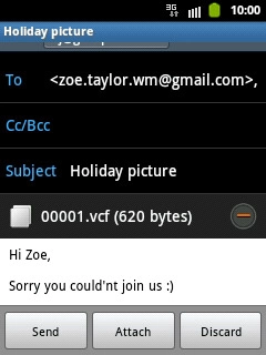 Press Send when you've finished your email message.