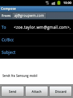 Press Subject.Key in a subject for the email message.