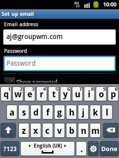 Press Password and key in the password for your email account.