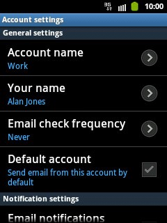 Press Default account to select the account as your default email account.