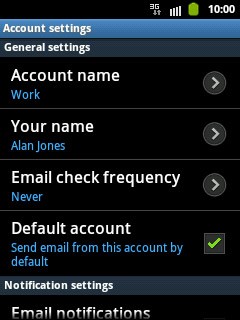 When the box next to the menu item is ticked (V), the account has been set as your default email account.