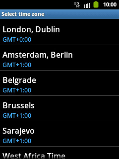 Press the required time zone.