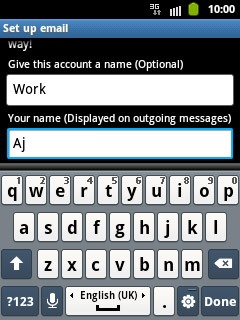 Press the field below Your name (Displayed on outgoing messages) and key in the required sender name.