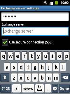 Press the field below Exchange server and key in the server address.