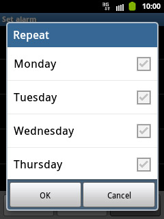 Press the required days to select them.