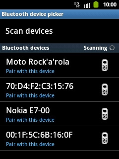 Press the required Bluetooth device.