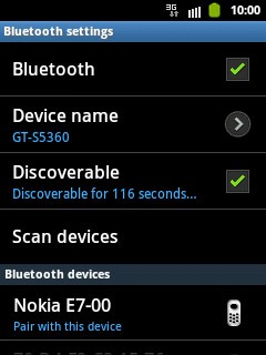 When the box next to the menu item is ticked (V), Bluetooth visibility is turned on.