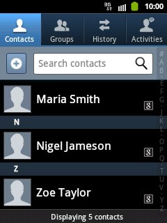 You can add more information to the contact. The following steps show two examples.Press the required contact.