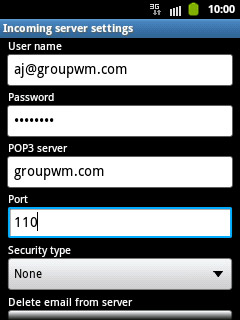 Press the field below Port and key in 110 