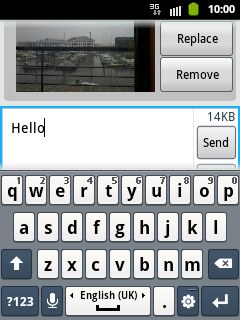 Write the text for your picture message.Press Send.