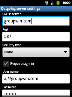 Press the field below SMTP server and key in mail.vodafone.ie