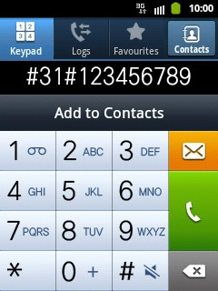 Example: #31#123456789Press the connect icon.